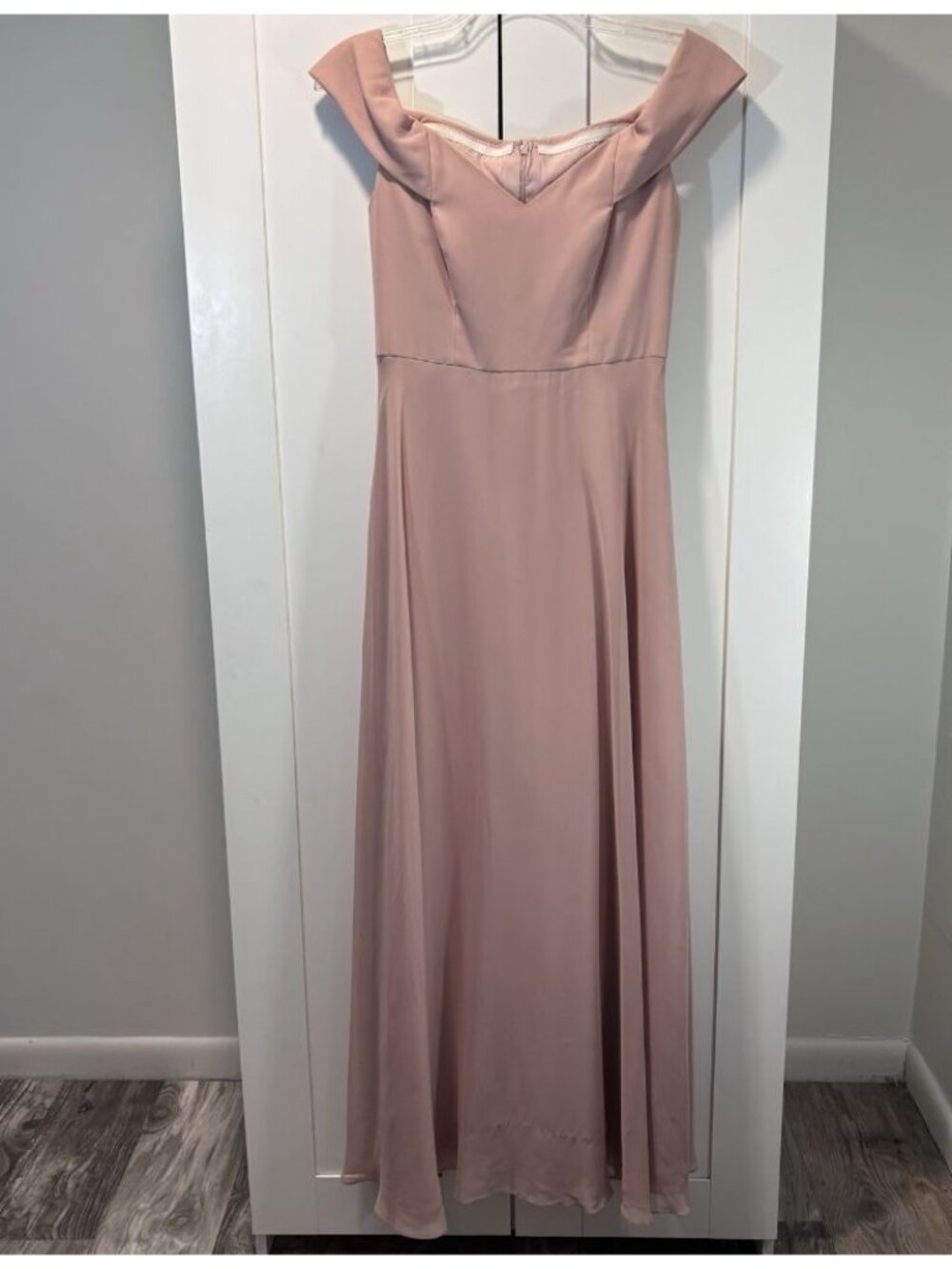Bella Bridesmaids Dessy BB123 Toasted Sugar Chiffon Maxi Dress Gown Women’s 8